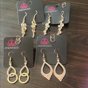 Paparazzi Gold with white stone earring bundle!